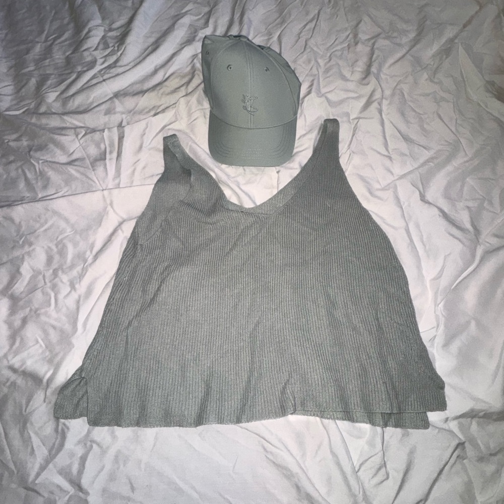 Forever 21 Sage Green Tank Top & Blogilates Sage Green Hat